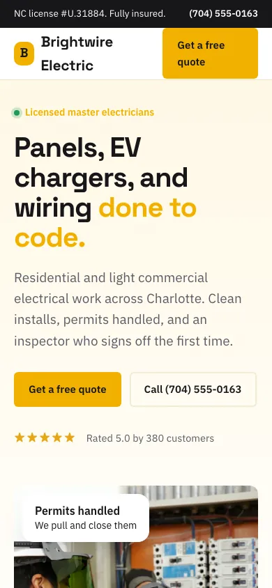 Brightwire Electric on a phone