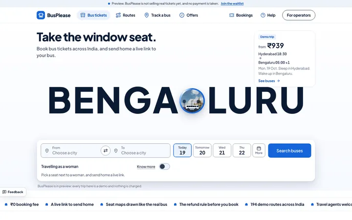 BusPlease homepage