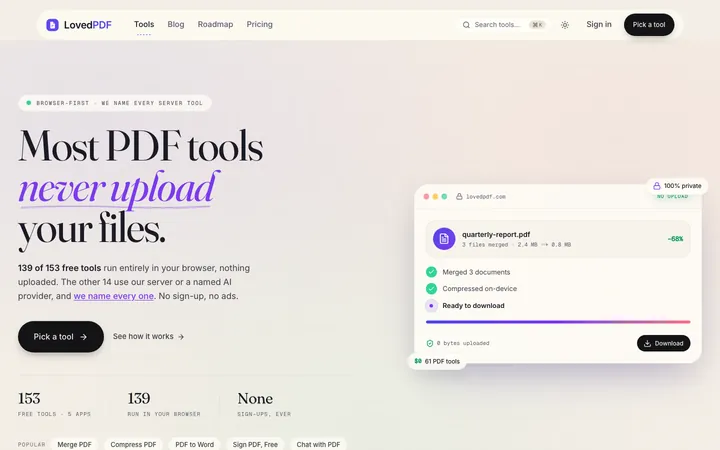 LovedPDF homepage