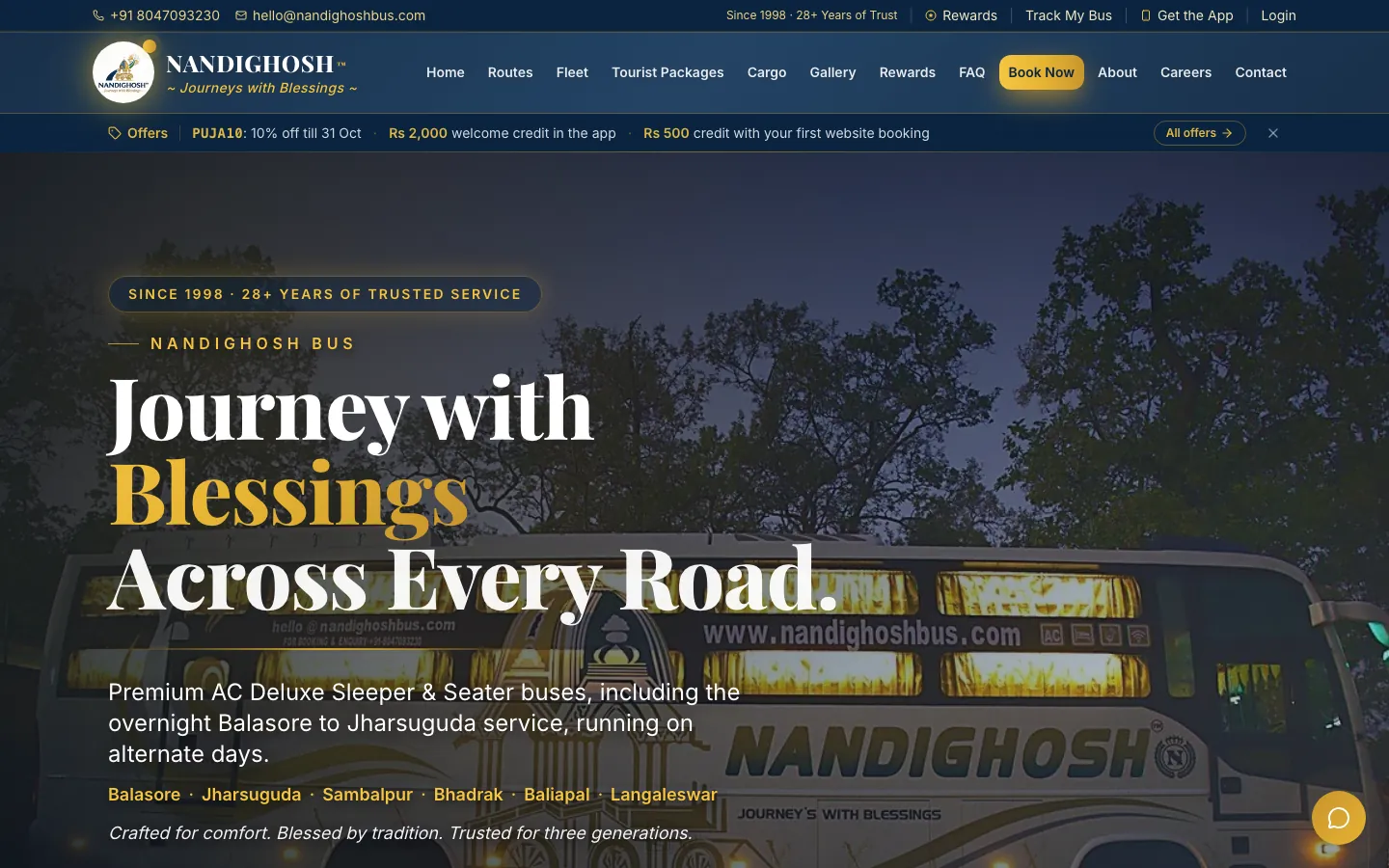 Nandighosh Bus homepage