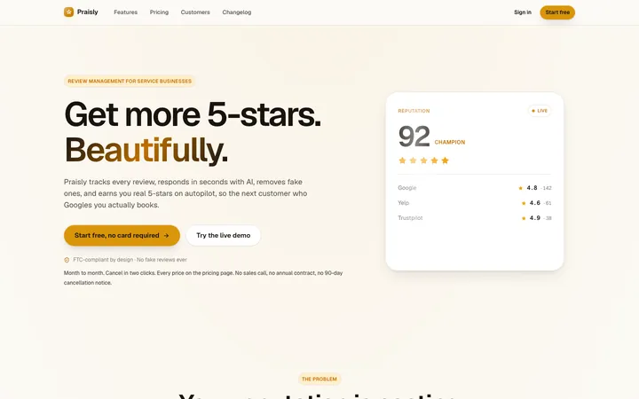 Praisly homepage