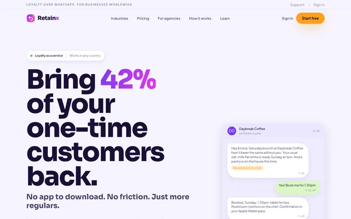 Retainx homepage