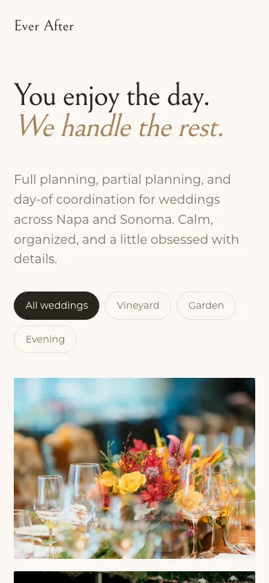 Ever After Events on a phone