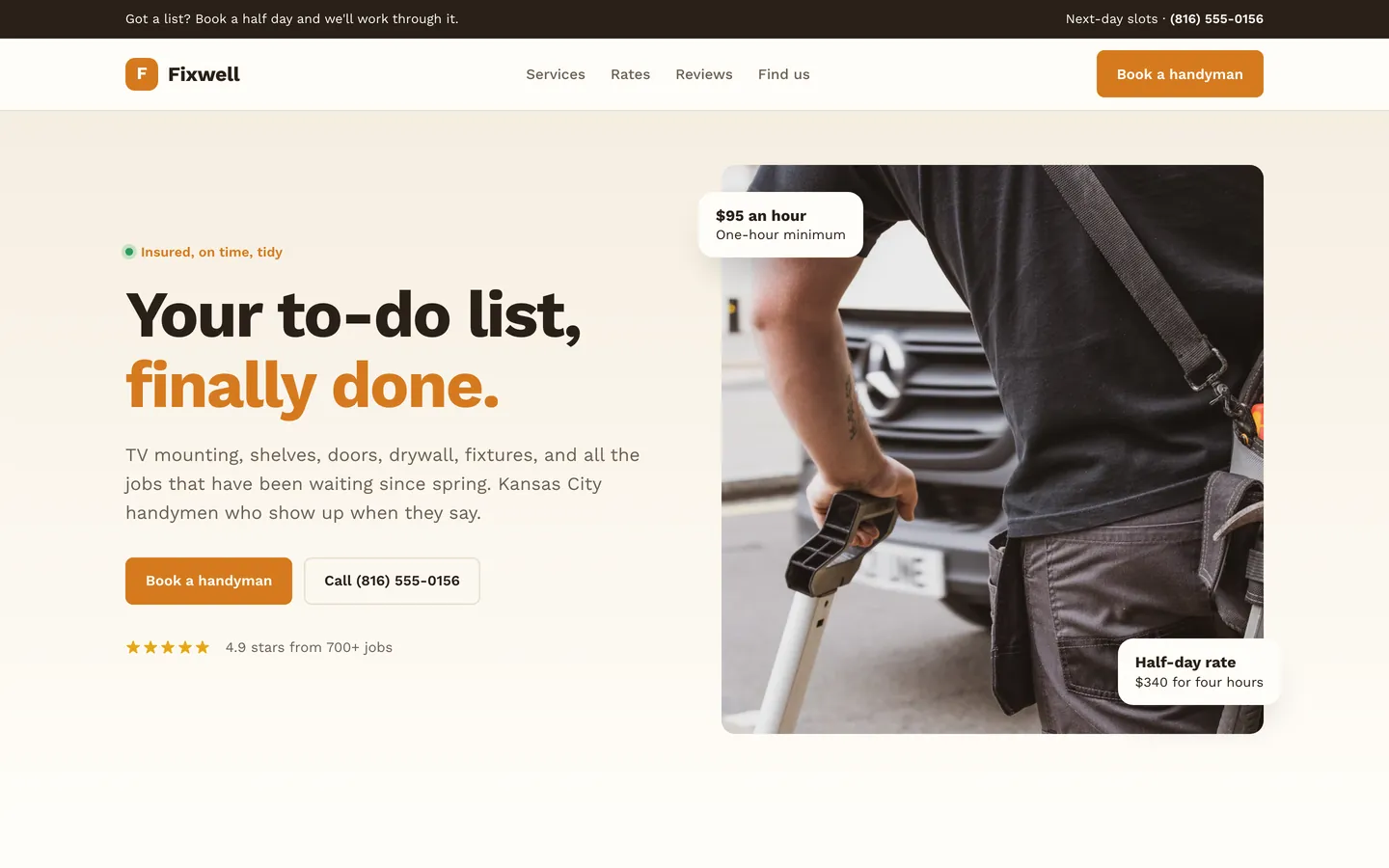 Fixwell, a showcase handyman service website built by WeBuildYours
