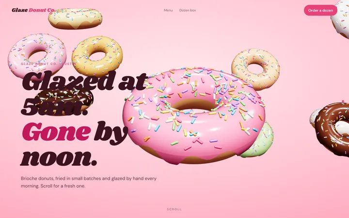 Glaze Donut Co., a flagship 3D site built by WeBuildYours