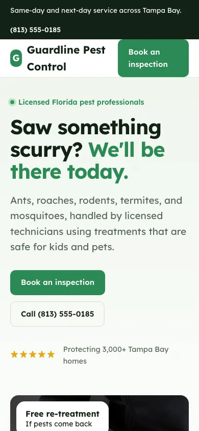 Guardline Pest Control on a phone