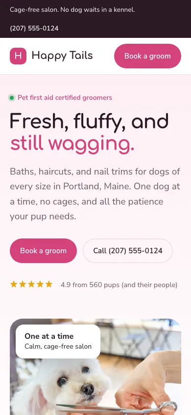 Happy Tails on a phone
