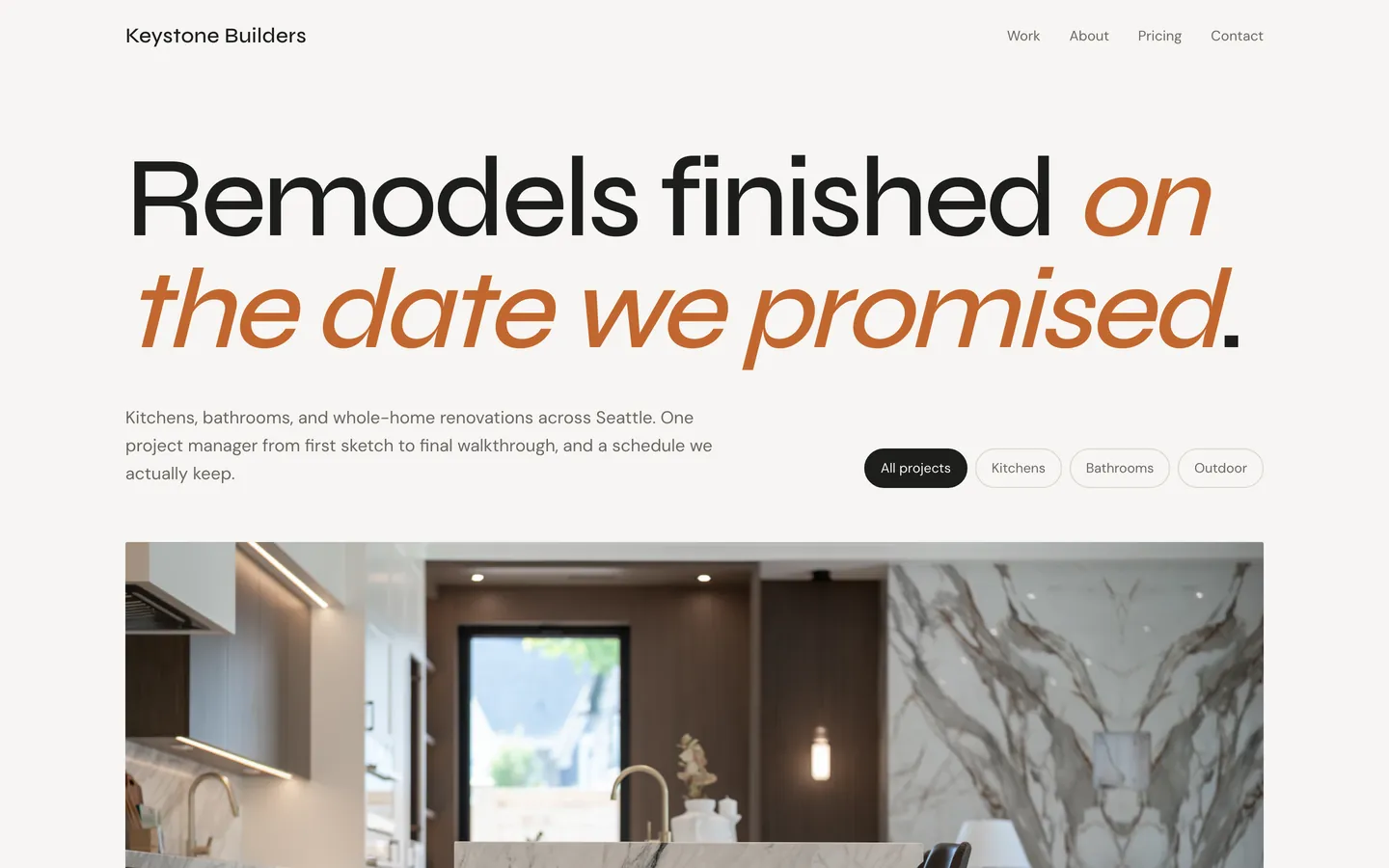 Keystone Builders, a showcase remodeling contractor website built by WeBuildYours