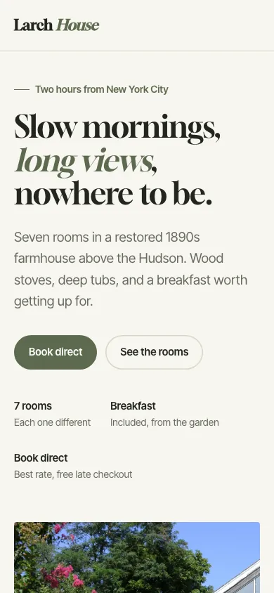 Larch House on a phone