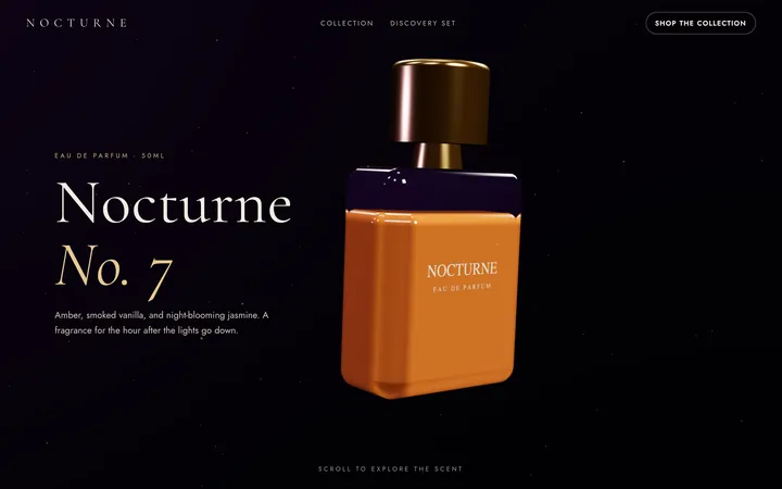 Nocturne Parfums, a flagship 3D site built by WeBuildYours