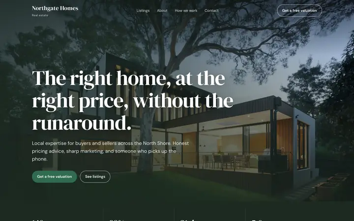Northgate Homes showcase website, desktop view