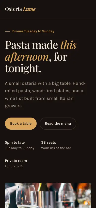Osteria Lume on a phone