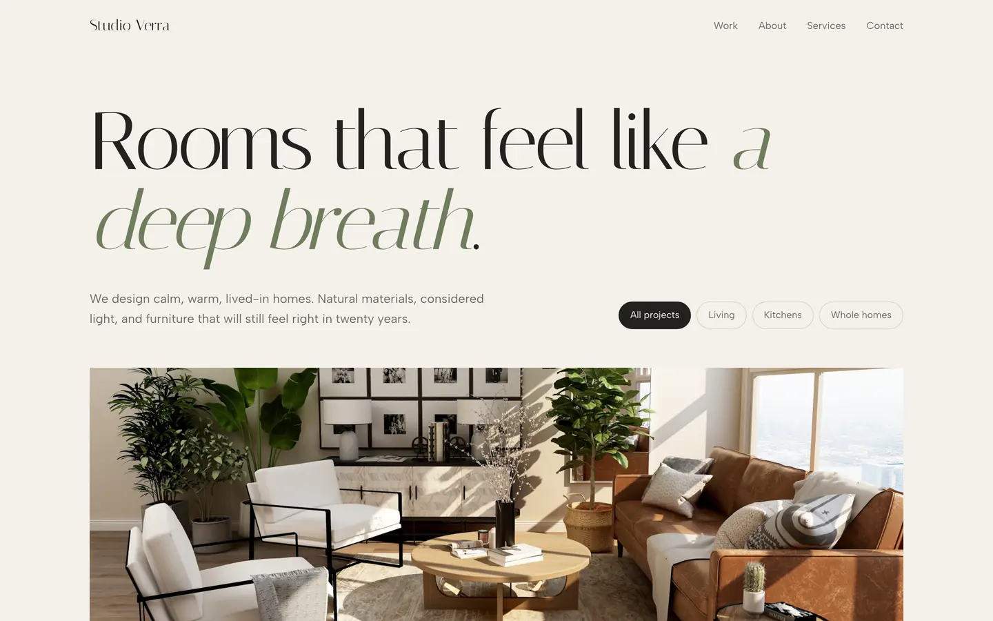 Studio Verra, a showcase interior designer website built by WeBuildYours