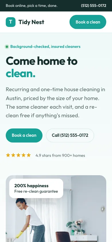 Tidy Nest on a phone