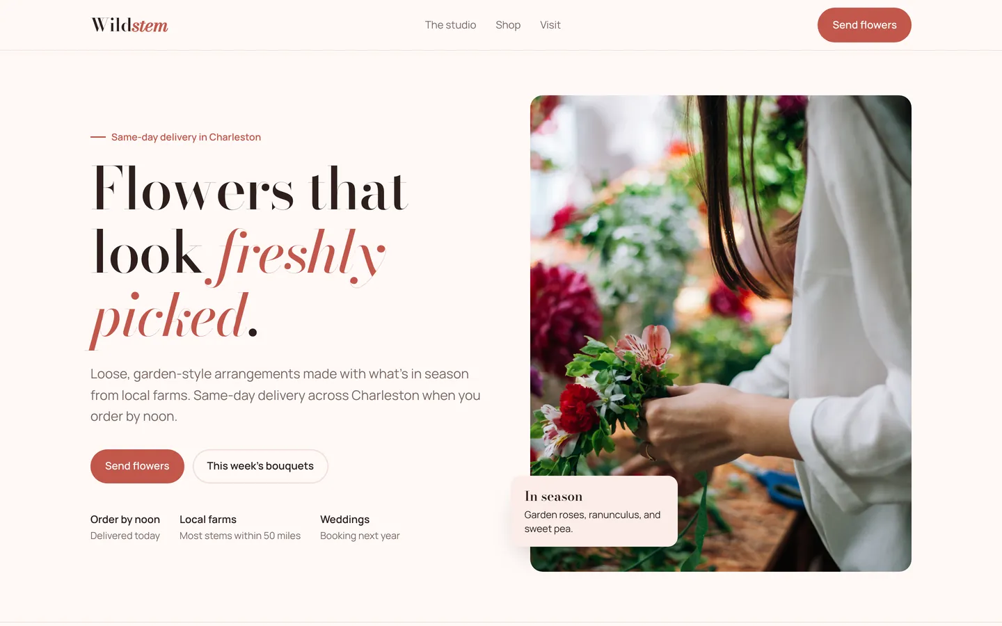 Wildstem, a showcase florist website built by WeBuildYours